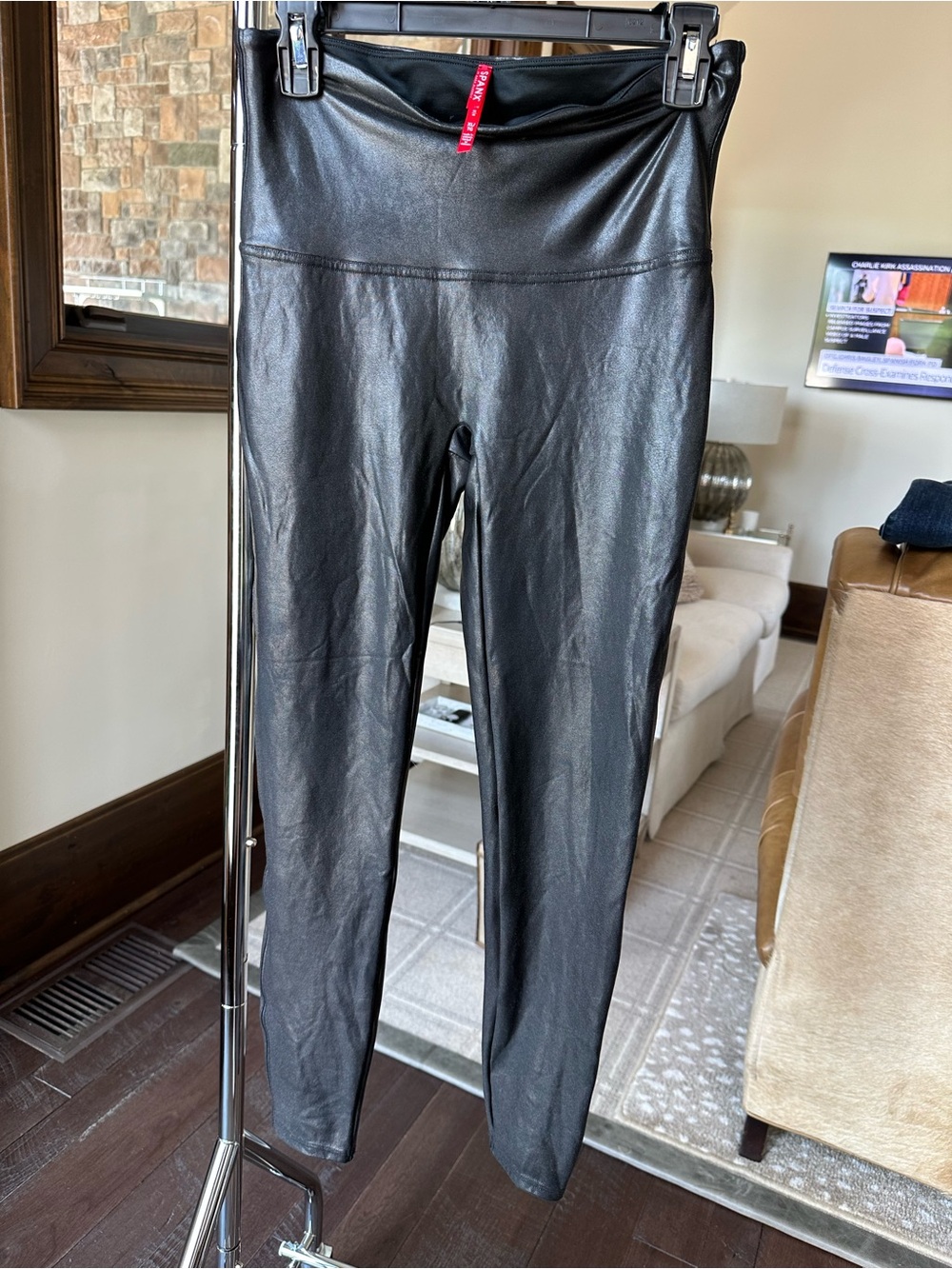 Spanx shiny black Leggings